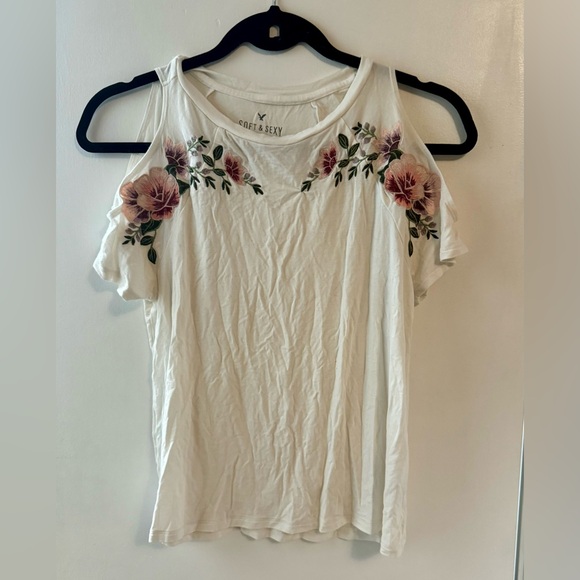 AE Soft & Sexy Embroidered Top S White - Picture 4 of 7
